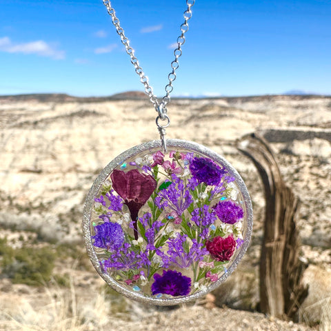 Purple Botanical Flower Necklace - BG 228