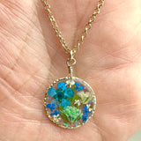 Blue Botanical Flower Necklace - BG 239