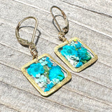 Aqua Botanical Flower Earrings - BG 164