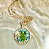 Blue Botanical Flower Necklace - BG 239