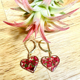 Red Botanical Heart Earrings - BG 211