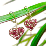 Red Botanical Heart Earrings - BG 211