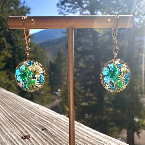 Blue Botanical Garden Earrings - BG 238