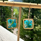 Aqua Botanical Flower Earrings - BG 164