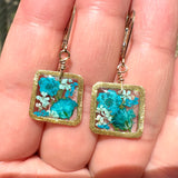 Aqua Botanical Flower Earrings - BG 164